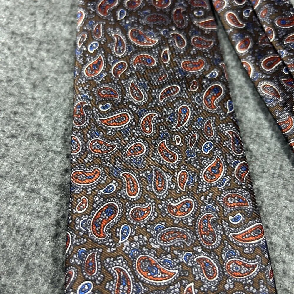 Vintage Briar Pride of England Brown‎ Paisley Preppy Neck Tie Rhodia